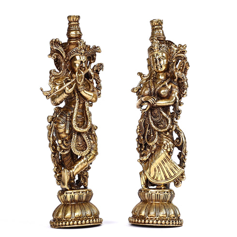 Small Brass Radha Krishna Murti -Home Décor and Gifting